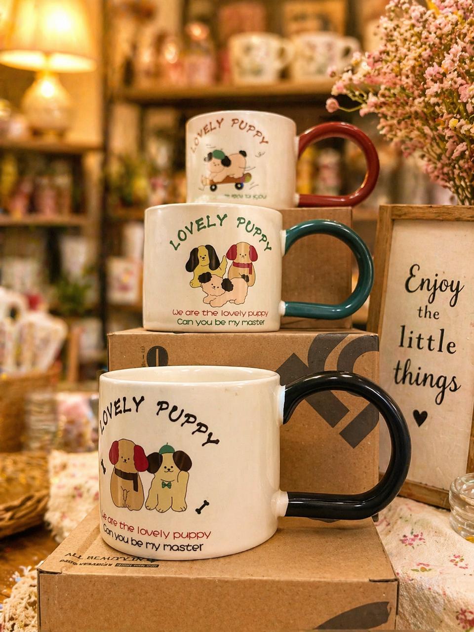 Cute Puppy Ceramic Mug – Cartoon Coffee & Tea Cup