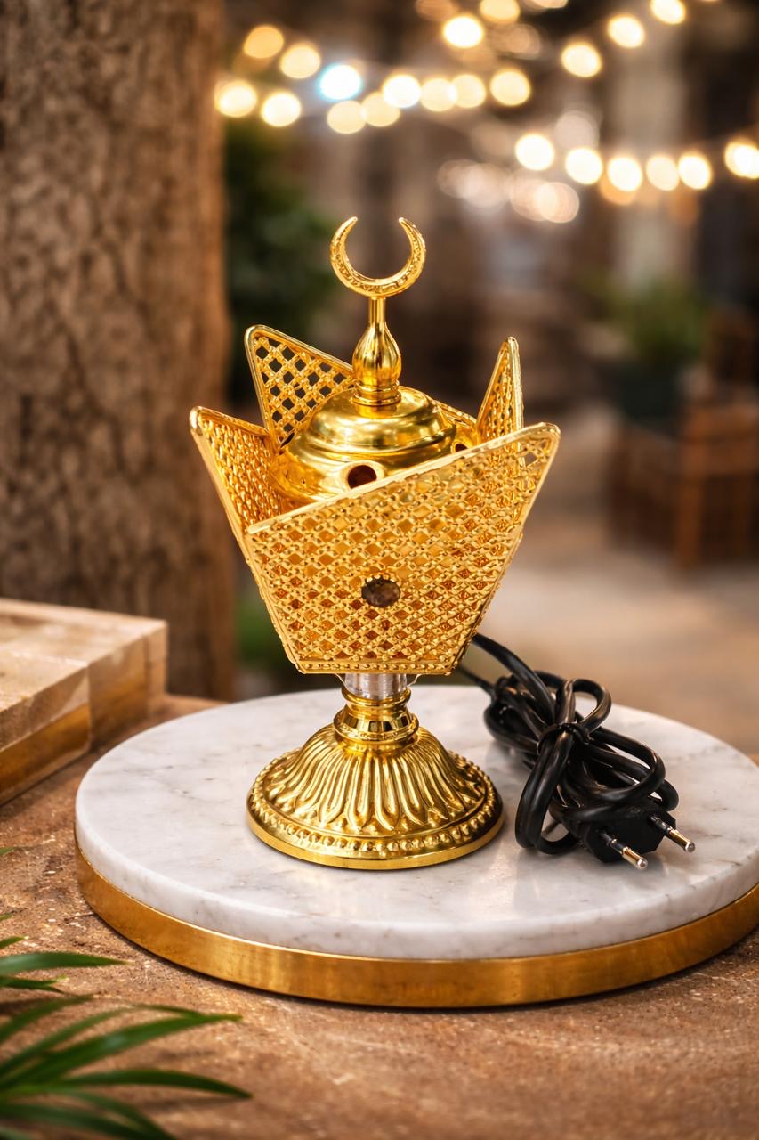 Electric Bakhoor Incense Burner – Crescent Gold
