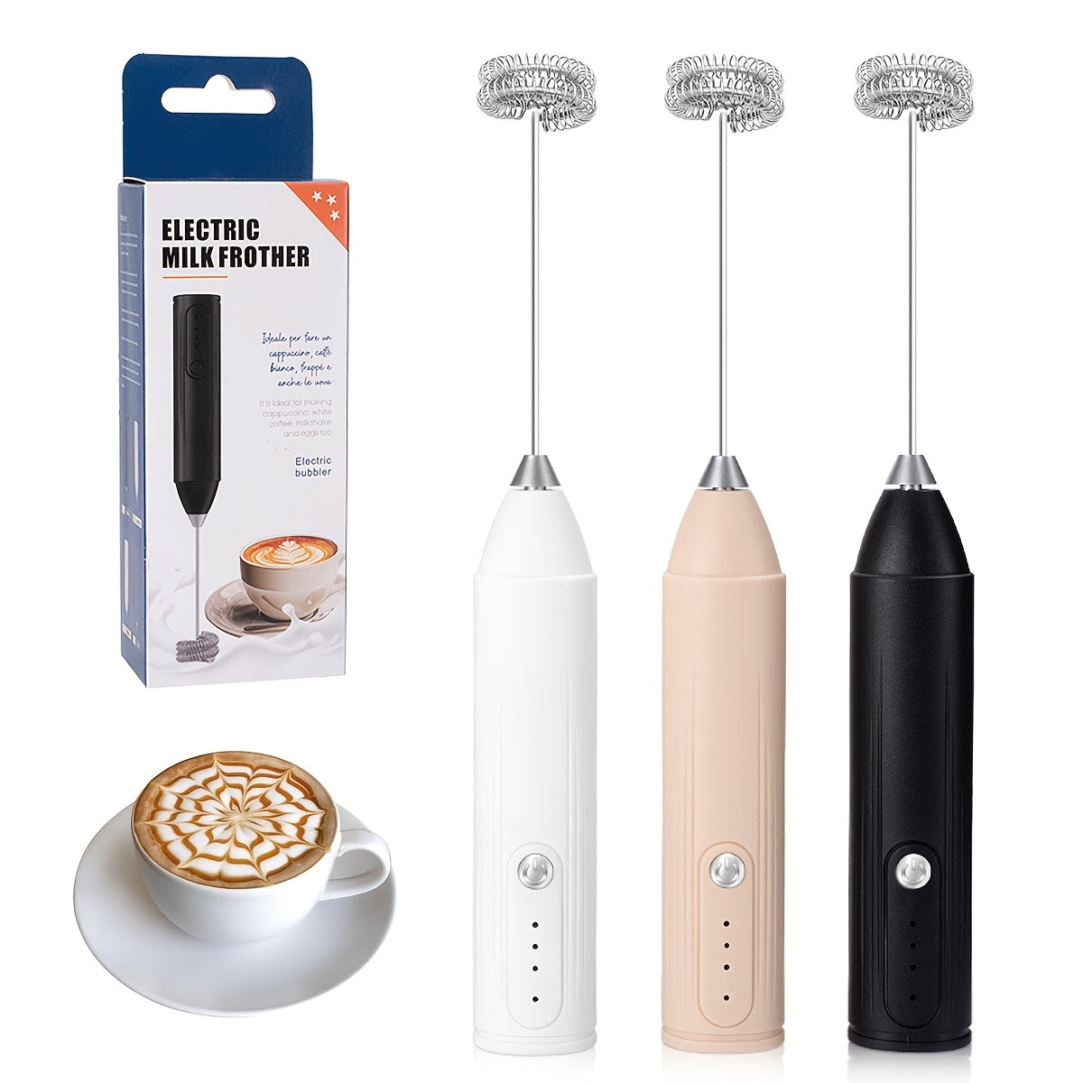 Electric Milk Frother – Handheld Coffee Foam Maker (3 Colors)
