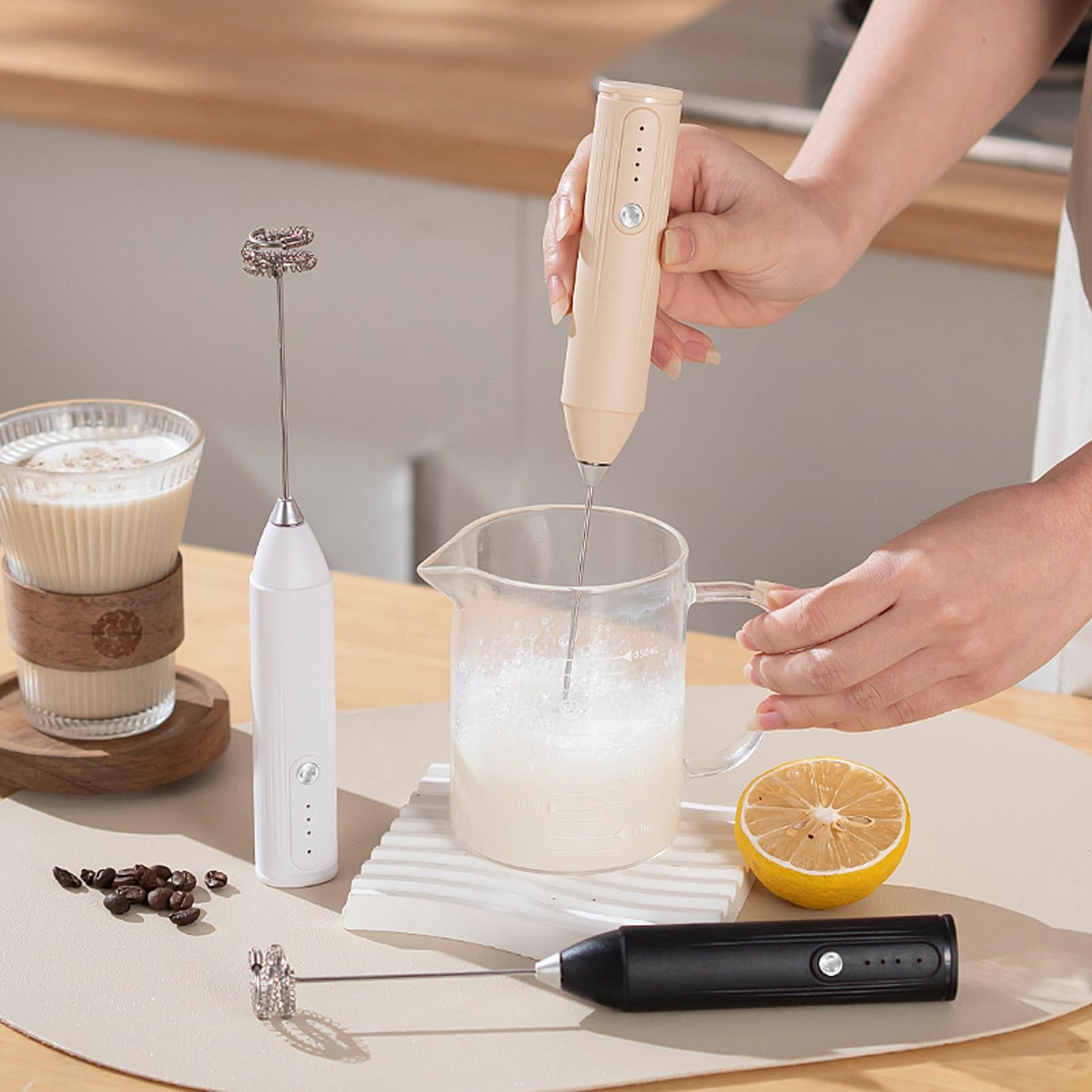 Electric Milk Frother – Handheld Coffee Foam Maker (3 Colors)