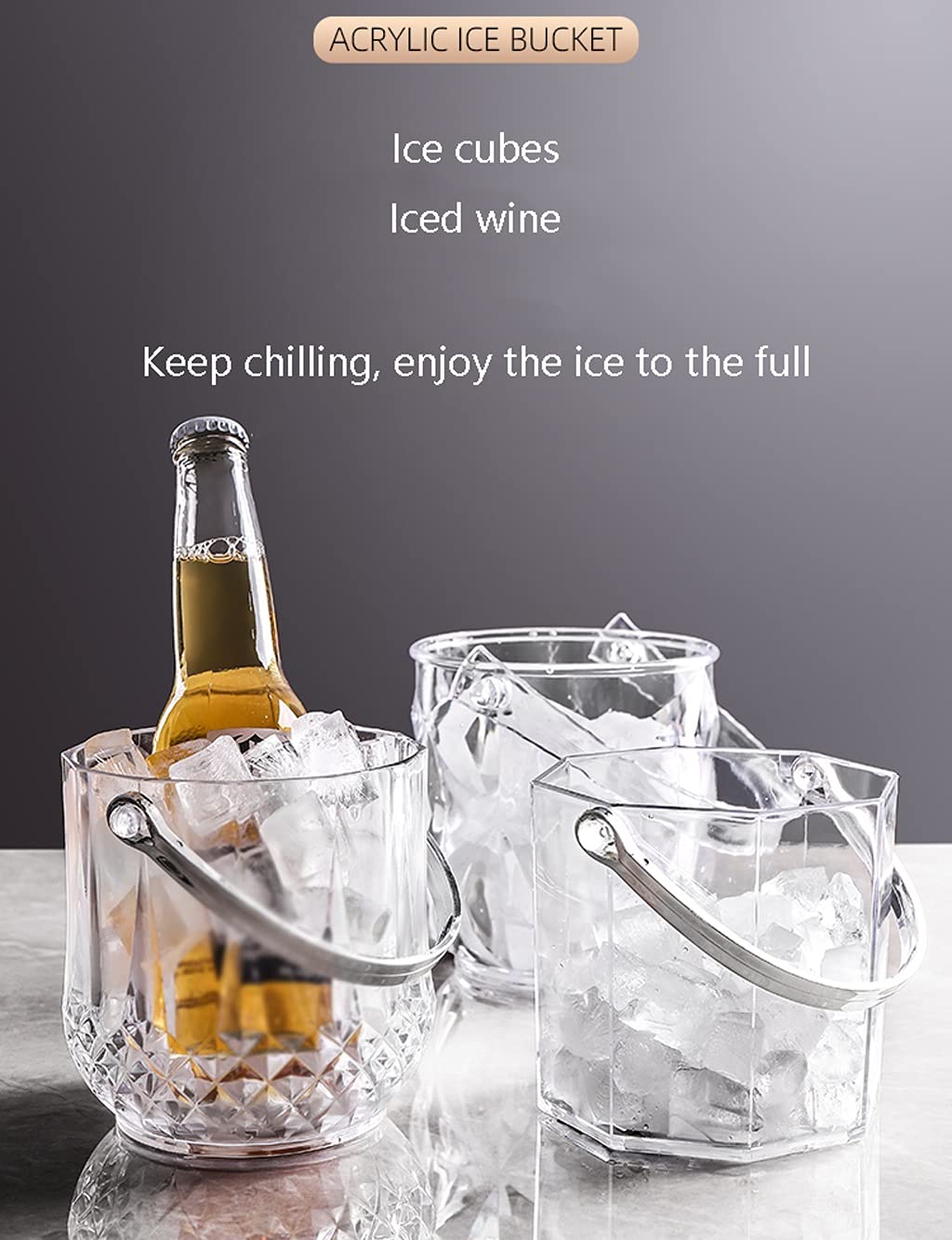 Crystal Glass Ice Bucket with Ice Tong – 900ml