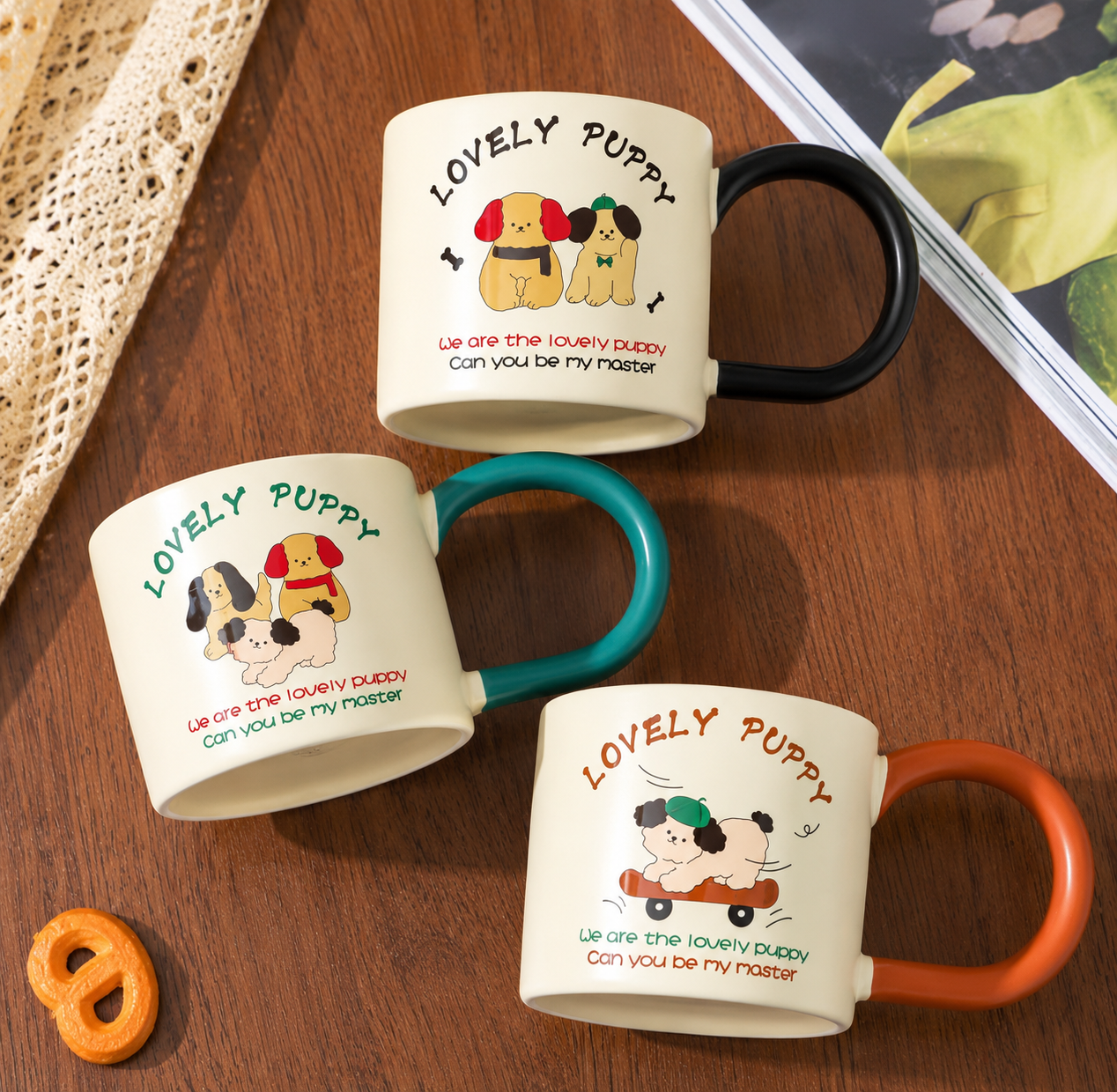 Cute Puppy Ceramic Mug – Cartoon Coffee & Tea Cup