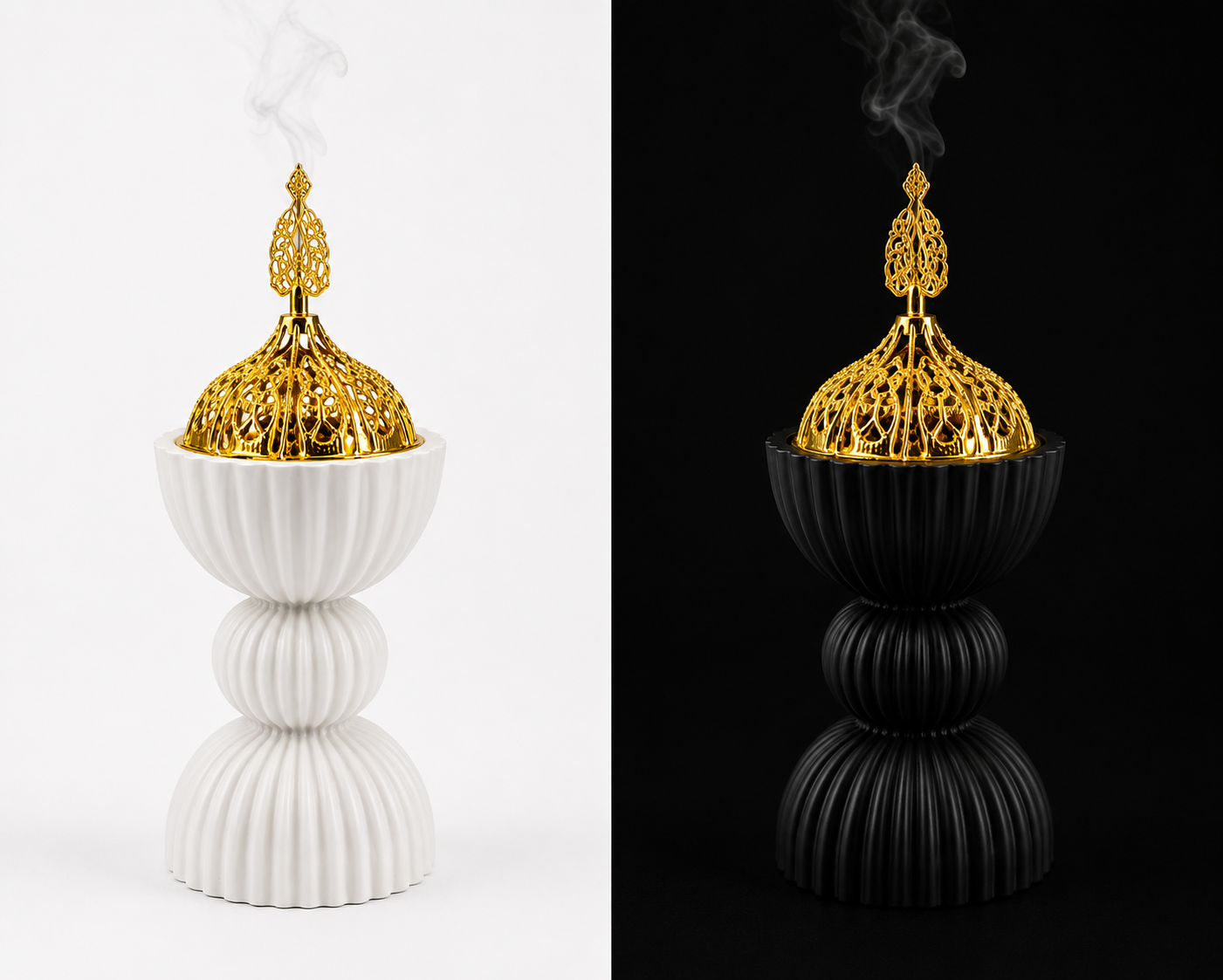 Luxury Bakhoor Incense Burner – Modern Decorative Mabkhara (White / Black)